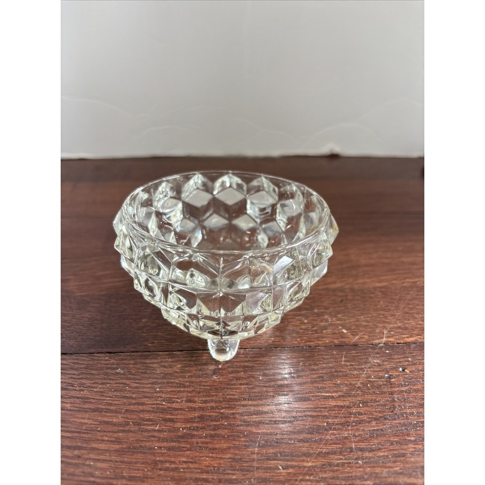 Vtg Fostoria American Clear 3-Footed Open Sugar Bowl Excellent